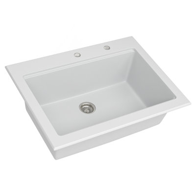 Évier de cuisine en quartz - Évier de cuisine encastré en granite blanc 30 po x 22 po x 10 po