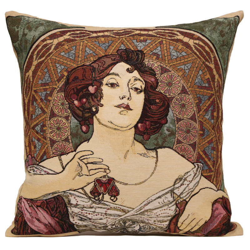 Mucha Rubis Stone I European Cushion Covers, Yellow Woman 3