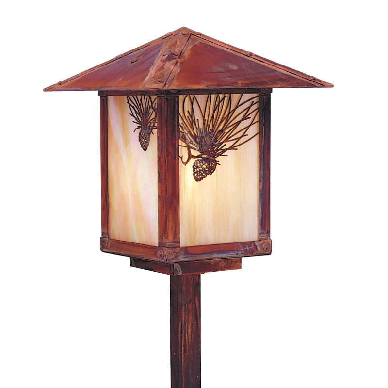 Tête de lanterne d'extérieur à 1 lumière H 21,5 po McLoud, Aiguille de pin, Cuivre brut, Or blanc irisé