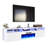  Bhhatu Modern Floating 70" Fireplace TV Stand with Storage & High Gloss Geometric Doors, Whire/Black-2020709903-2020709896