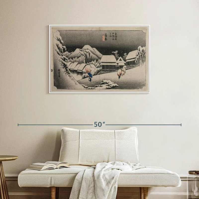 Neige du soir à Kambara, Cadre flottant blanc, 37 po x 25 po