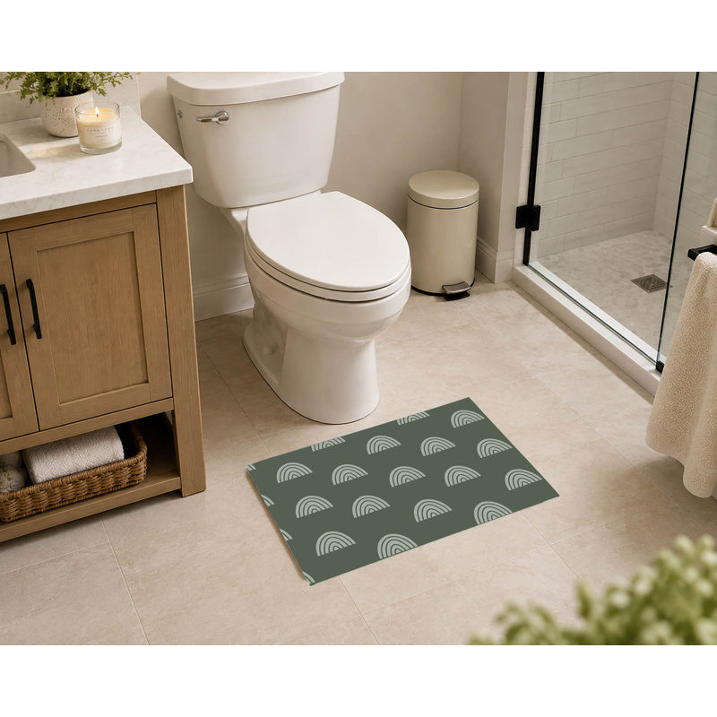 Tapis de toilette rectangulaire antidérapant absorbant Bows Match, Chimichurri, vert