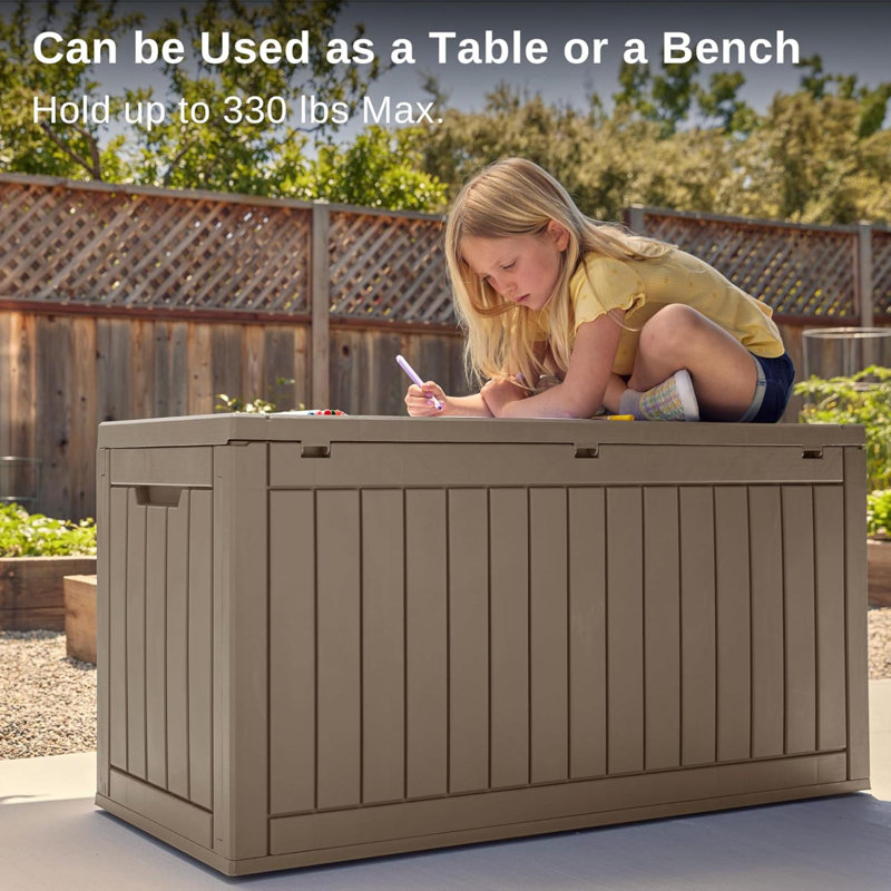 Outdoor Storage Box, 60 Gallon Deck Box Indoor And Outdoor Use, Waterproof Resin Storage Bin For Patio Cushions, Gardening Tools, Lockable, UV Resistant,