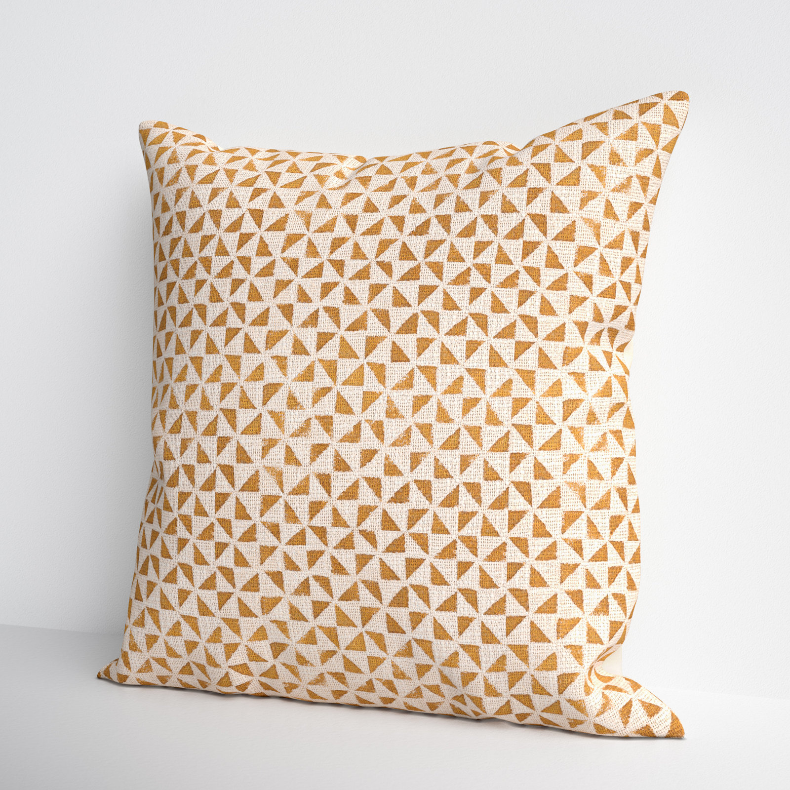 Zetta Geometric Cotton Throw Pillow, 22" x 22", Beige/Camel, Pillow Cover Only - No Insert