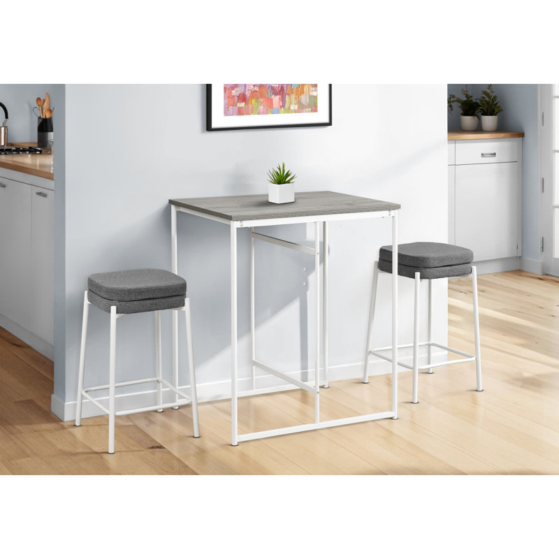 Tabouret de bar, hauteur de comptoir, ensemble de 2, cuisine, tissu, métal blanc, contemporain, moderne, Blanc
