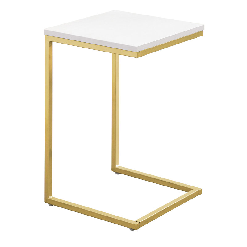 Table de bout en C Raymundo, Blanc / or