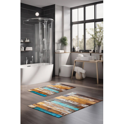 Eakly Luxury Bathmat Set (2 Pieces), 100% Polyester, 16.0 x 23.6 inches & 23.6 x 39.4 inches | Non-Slip Antibacterial Design, 0.3 in Pile Height | Machine Washable, Durable & Easy to Clean | Ideal for Bathroom Décor