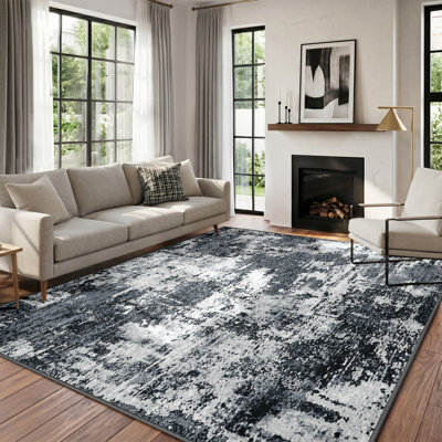 Modern Abstract Printed Area Rug Non-Slip Machine Washable Low Pile for Living Room Bedroom