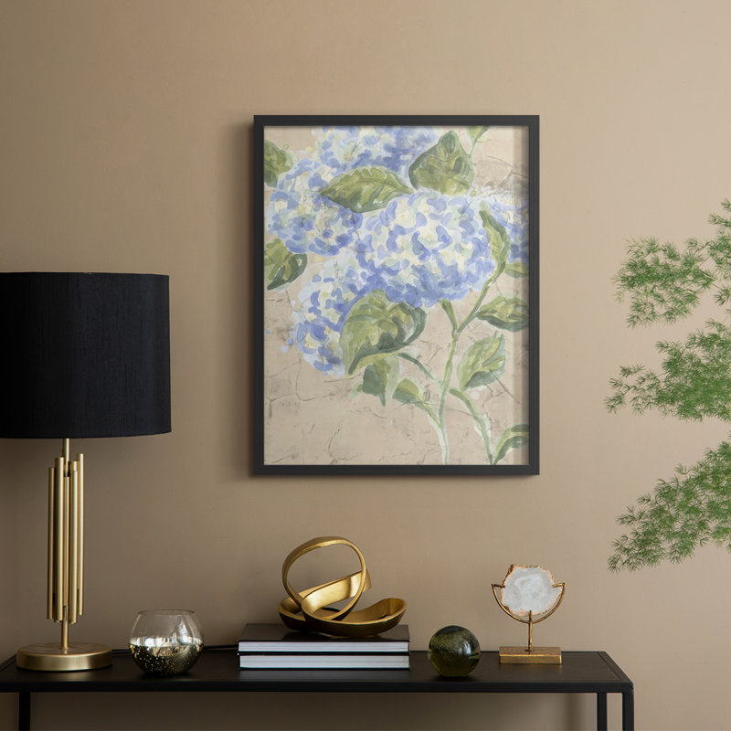 «Vintage Hydrangea Fresco I», Noir, noir, noir, noir, H 21 po x l 17 po