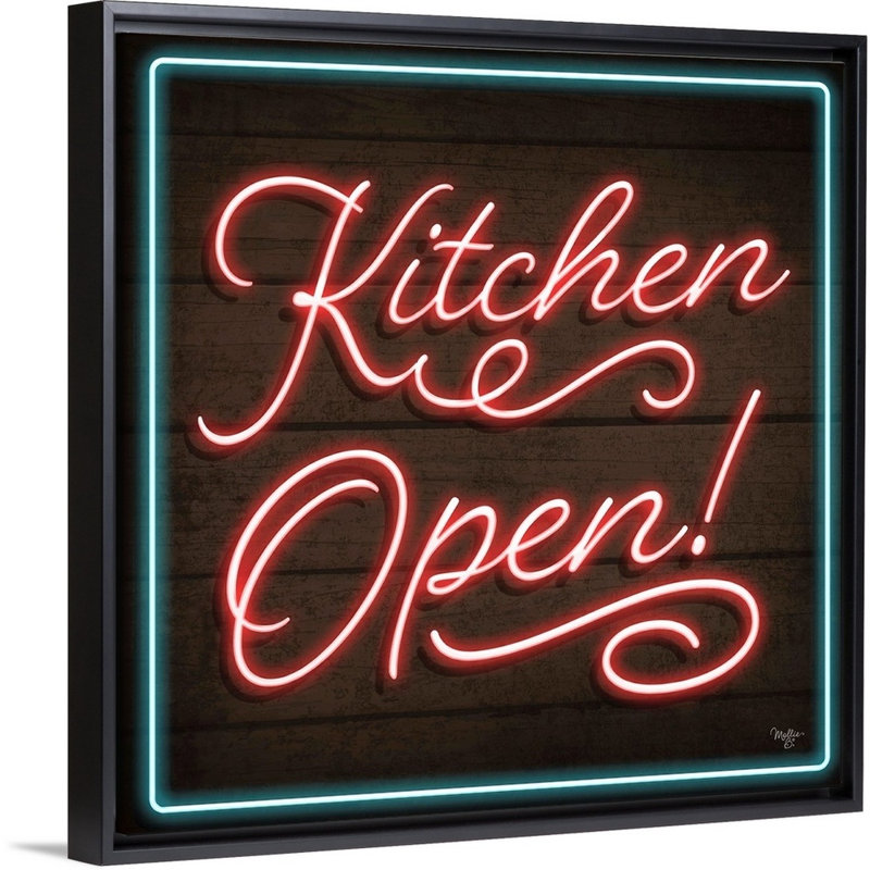 «Neon Kitchen Open Mollie», reproduction d'art sur toile tendue, Cadre noir, H 18 po x l 18 po x P 1,75 po