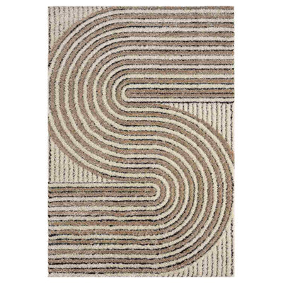 Modern Olexander Abstract Geometric Rug For Living Room Bedroom Design 6421 (Cream)