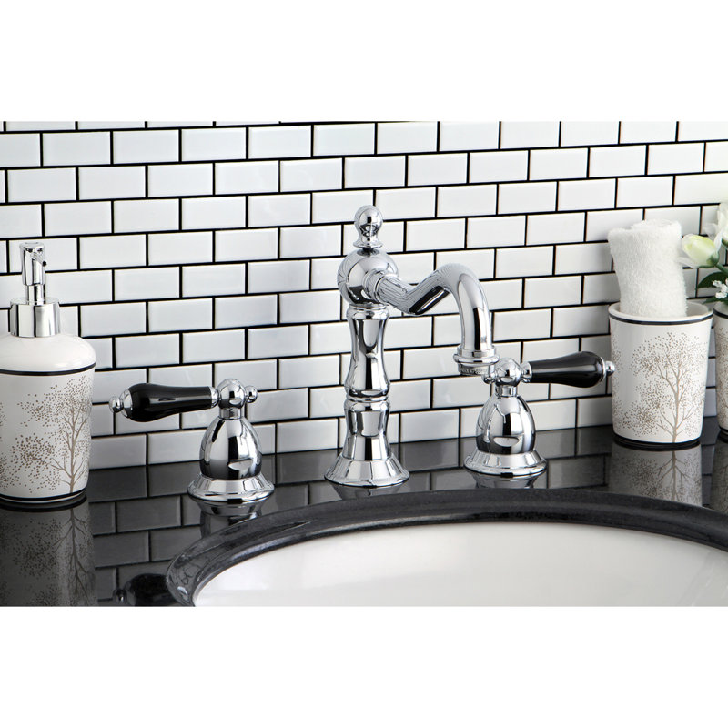 Kingston Brass Duchess Two-Handle 3-Hole Deck Mount Widespread Bathroom Faucet with Brass Pop-Up Drain, Chrome