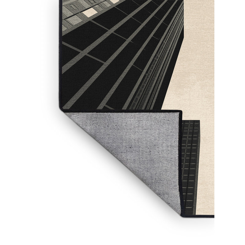Tapis géométrique moderne et contemporain lavable à la machine Pegah, Carré 3 pi