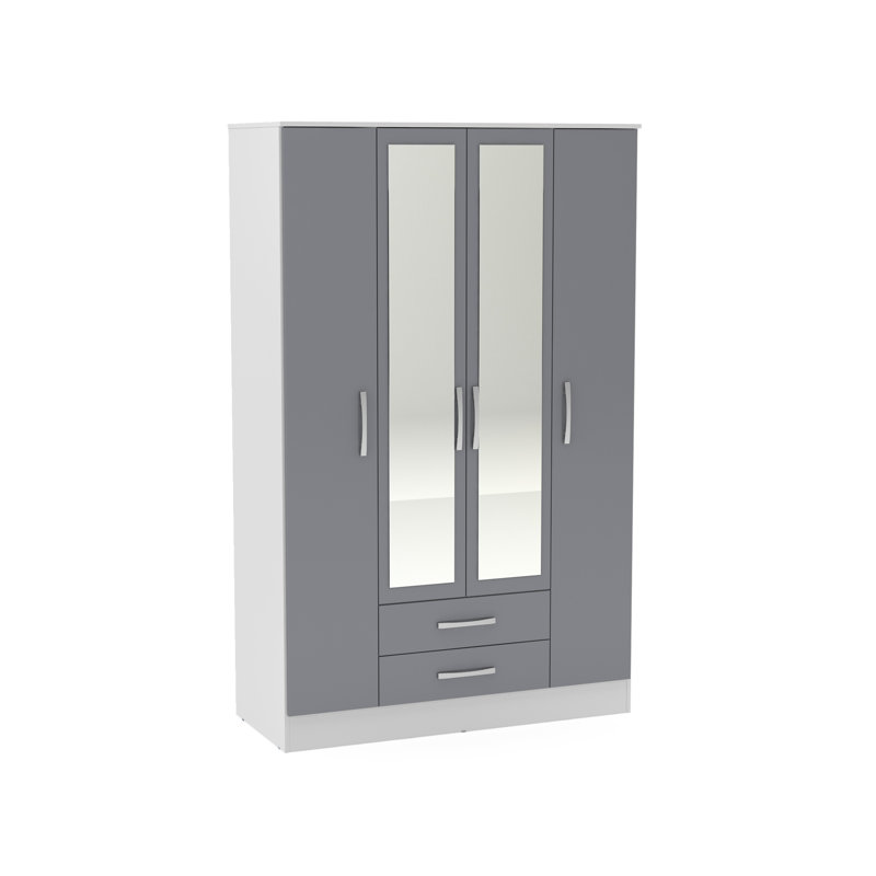 Marquitta 4 Door Wardrobe, White/Grey
