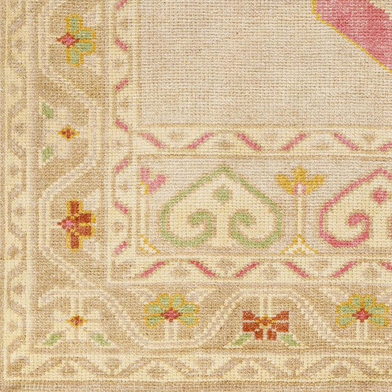 Tapis oriental rose / orange noué à la main Lohrman, Rectangle 9 pi x 12 pi