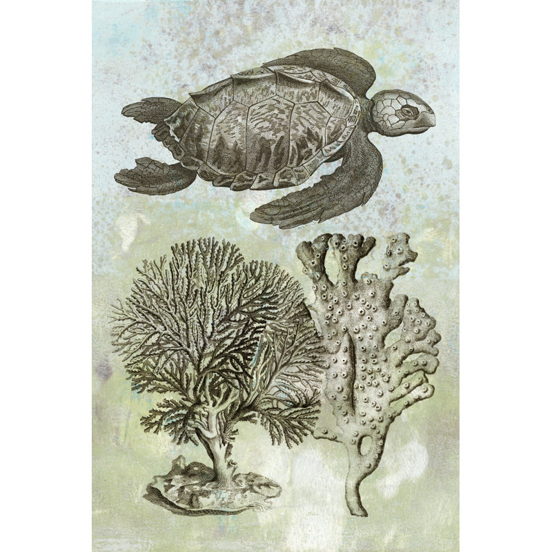 Underwater Sea Turtle I - Painting, 91 cm H x 61 cm W, Wrapped Canvas