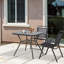 Table de salle à manger d'extérieur, table de patio avec trou pour parasol, gris foncé