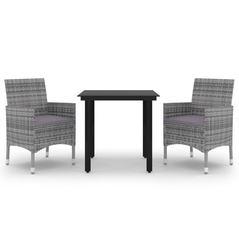 Drashti Square 4 - Person 31.5" Long Dining Set with Cushions, Gray, Dark Gray, 2