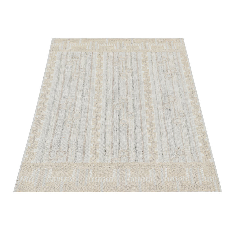 Rug & Kilim’S Scandinavian Style Rug In Cream, White & Blue Geometric Patterns