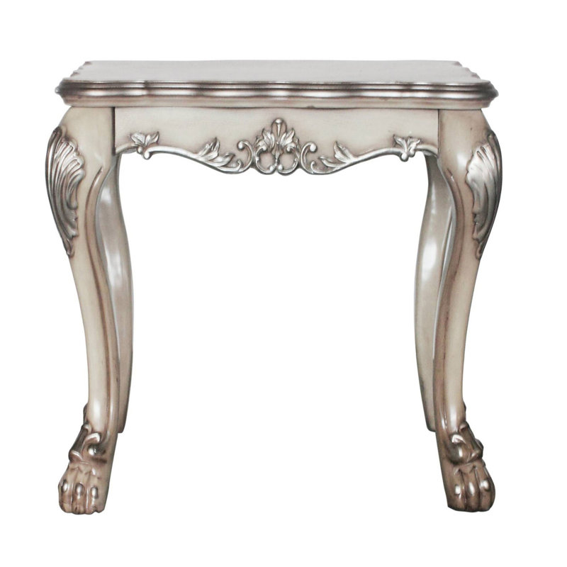 Table de bout carrée rétro blanc os