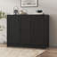 Buffet avec 3 portes, armoire de rangement pour la cuisine avec tablette réglable, armoires de bar pour le salon, entrée, noir-1776117263