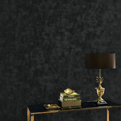 Papier peint auto-adhésif texturé noir auto-adhésif pour murs et armoires (196,8 po x 15,7 po)