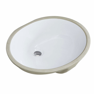 White Oval Ceramic Washbasin - Undermount, Heat, Stain, Scratch, Rust With Overflow Stain Lavatory Sink For Decoration White,