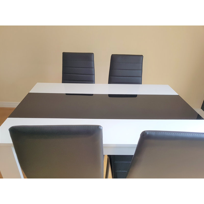 Rumley 6 - Person Dining Set, 5 Pieces: Table,4 Chairs, 75cm H x 140cm W x 80cm D, Black