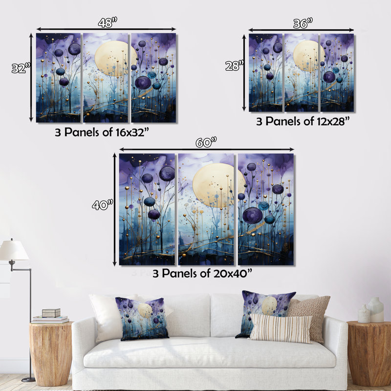 " Celestial Collage " 3 - Pieces, 40" H x 60" W x 1" D