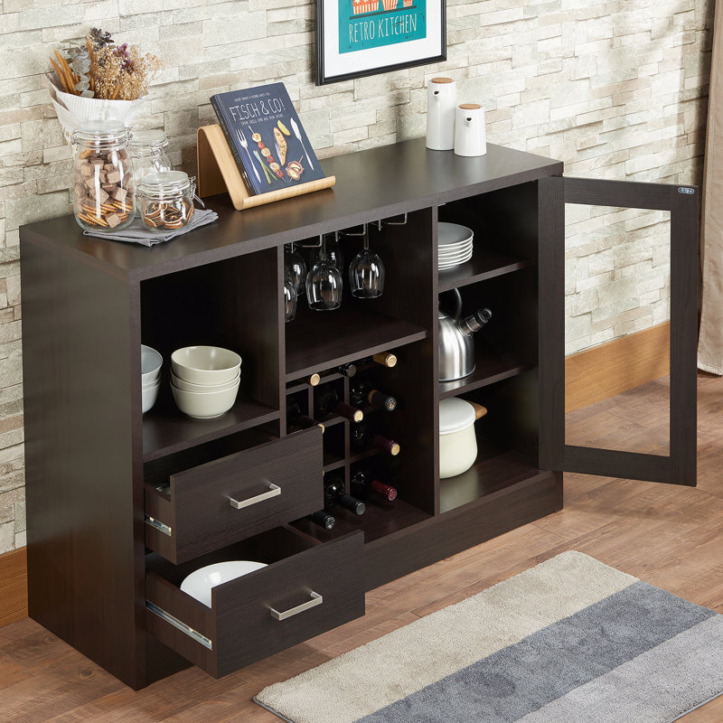 Armoire d'appoint polyvalente avec porte-bouteilles pour plusieurs pièces, idéale pour exposer et ranger divers articles