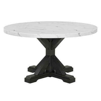 Circle Faux White Marble Dining Table