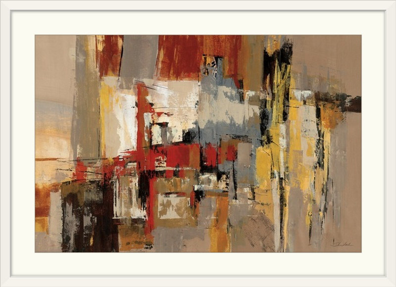 «Melody for Guitare and Sax» par Aniessa, reproduction d'art, H 20 po x l 26 po x p 1 po, Cadre blanc