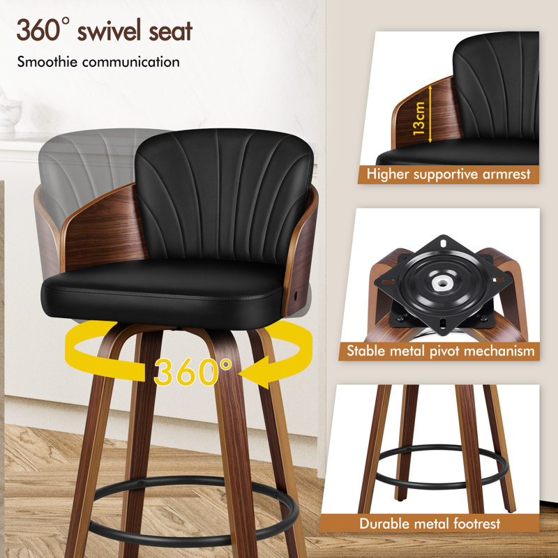ALFORDSON 2x Swivel Bar Stools Alice Kitchen Dining Chair