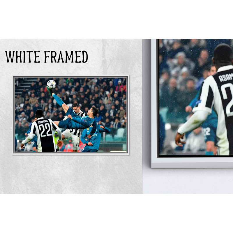 Toile imprimée: Élégante œuvre de joueur de soccer pour chambre de garçon, 1P WhiteFramedCanves