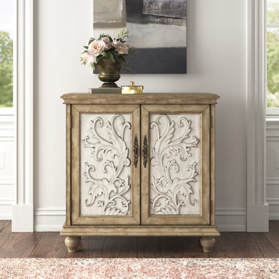 Lummus 36'' W 2-Door Carved Wood Storage Cabinet