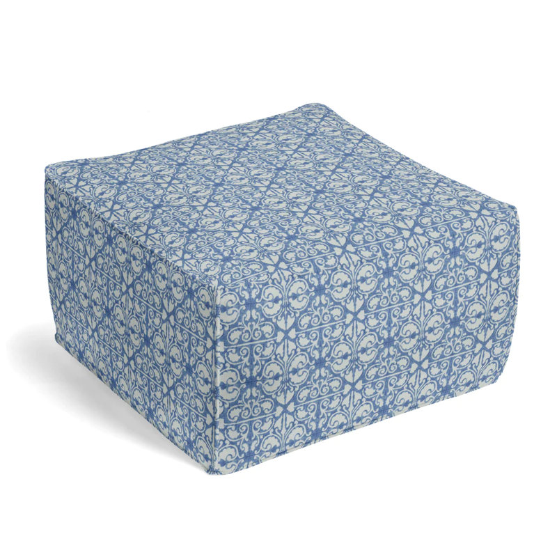 Square Pouf, Chambray Polyester Blend/Cotton Blend