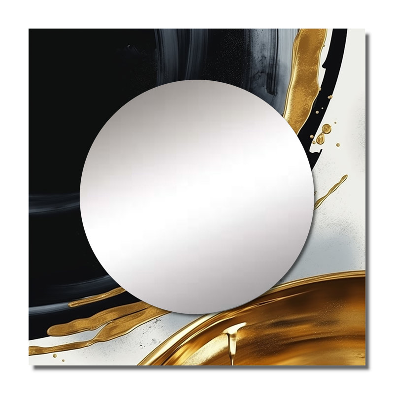 Athylène - Art mural miroir carré abstrait en marbre pour salle de bain, 23 po x 23 po