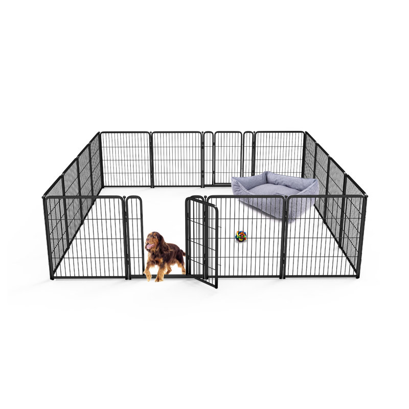 Black 32-Inch Metal Indoor Dog Playpen with Door