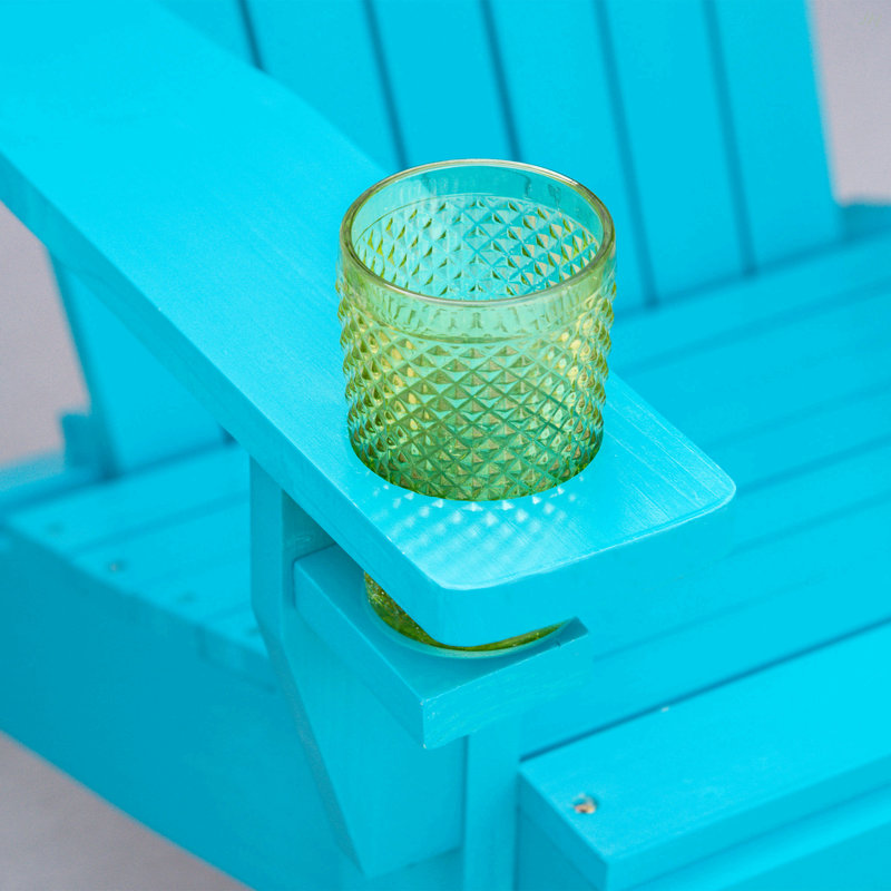 Outsunny Wooden Adirondack Chair, Outdoor Patio Lawn Chair With Cup Holder, Weather Resistant Lawn Furniture, Classic Lounge For Deck, Garden, Backyard, Fire Pit, Sky Blue