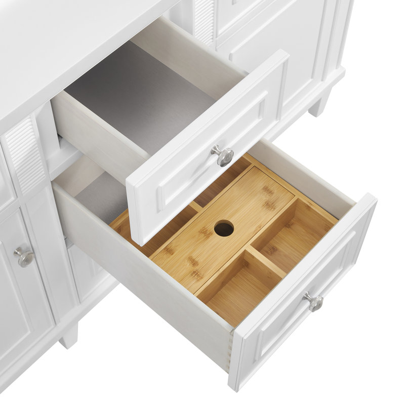 Lorelai 60'' W Double Vanity, Bright White, White Zeus, 8" Widespread