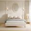 Grand lit plateforme tapissier en tissu blanc avec tête de lit à oreilles White-916513728