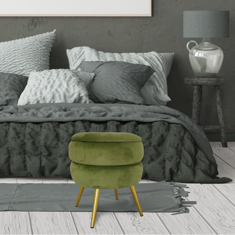 Velvet Ottoman, Green