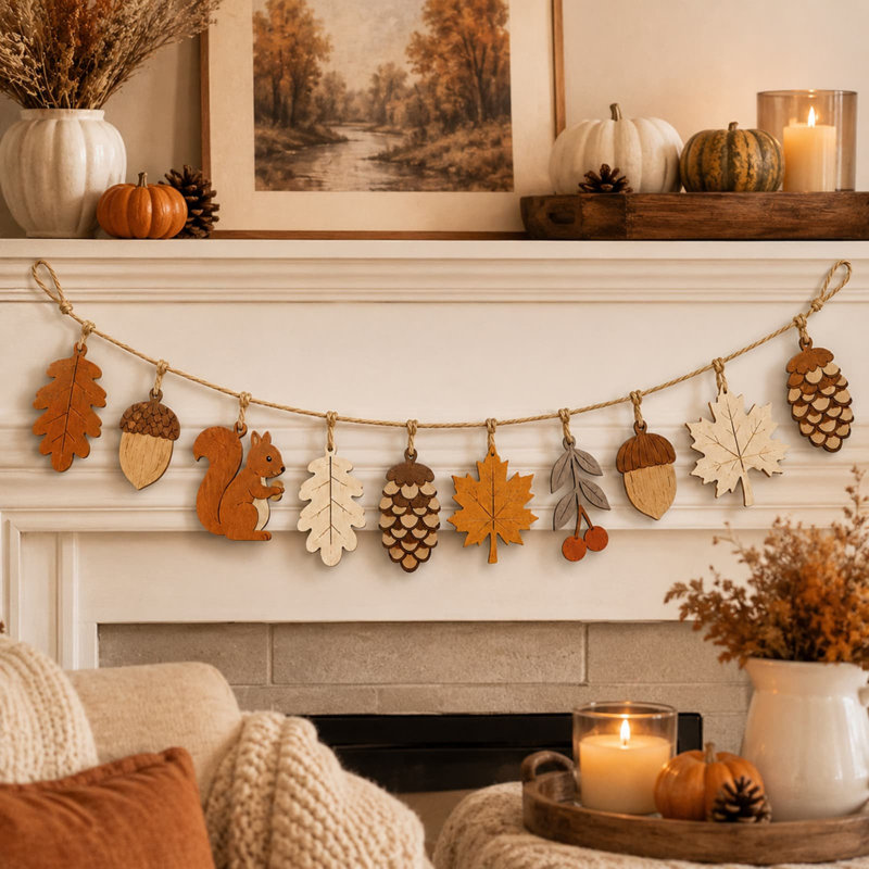 Décorations de Noël suspendues en bois