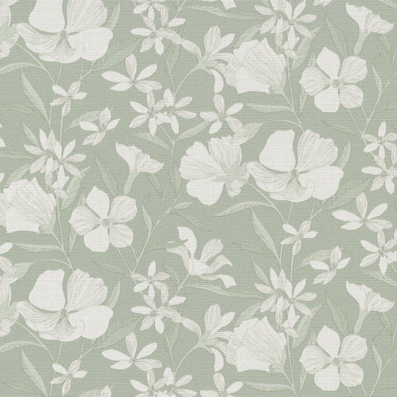 Papier peint floral, Green