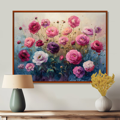 Jardin de l'amour rose bleu Renoncule - Renoncule, art mural, salon