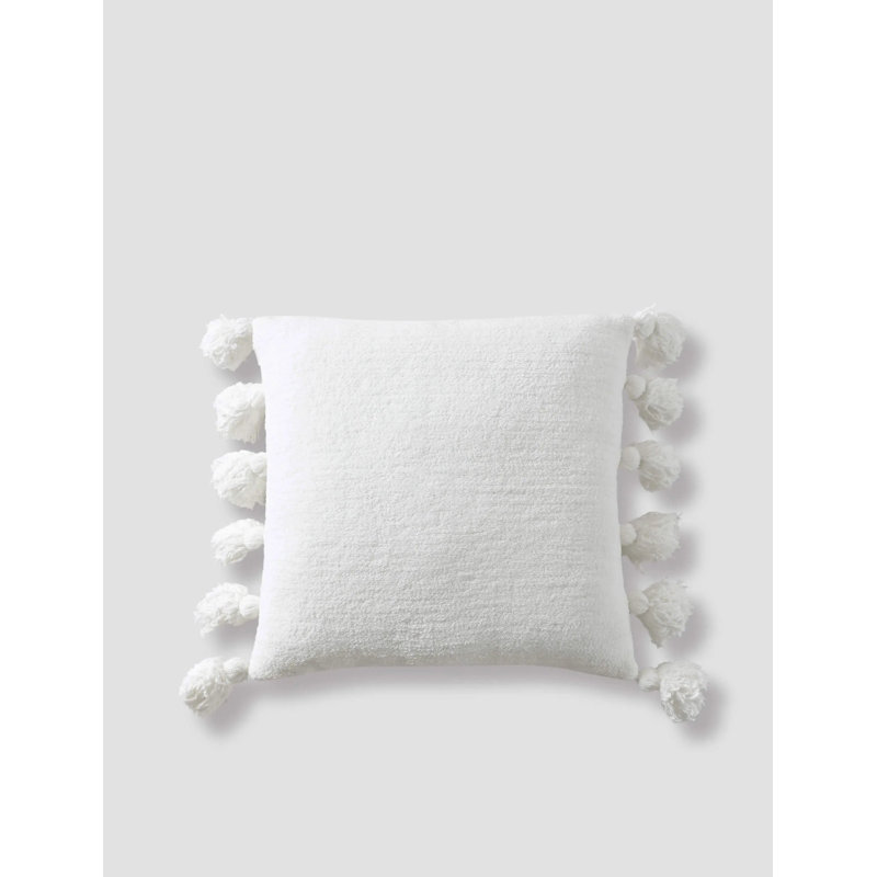 Pom Pom Square Pillow Cover & Insert, Off White