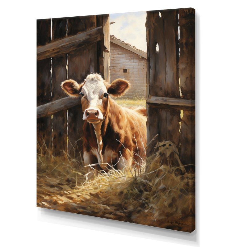 «Cherrill Cow Rustic Charm II», reproduction sur toile encadrée, H 20 po x l 12 po x P 1 po, Toile tendue
