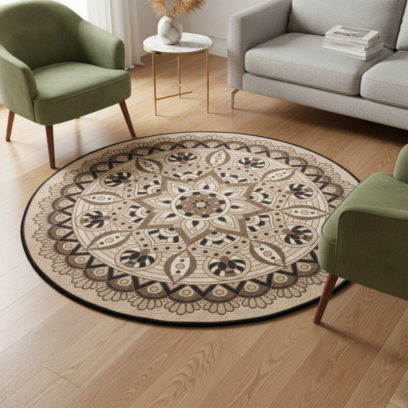 Tapis rond lavable avec dessous antidérapant