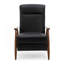 Fauteuil inclinable en cuir avec accoudoirs en bois Fremont - Noir