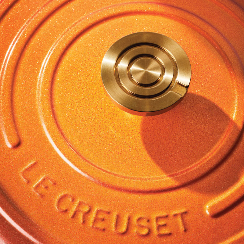 Le Creuset Signature Round Dutch Oven With Crucible Knob, 7.25 Qt. - Flamme Dorée, 4.5 quarts